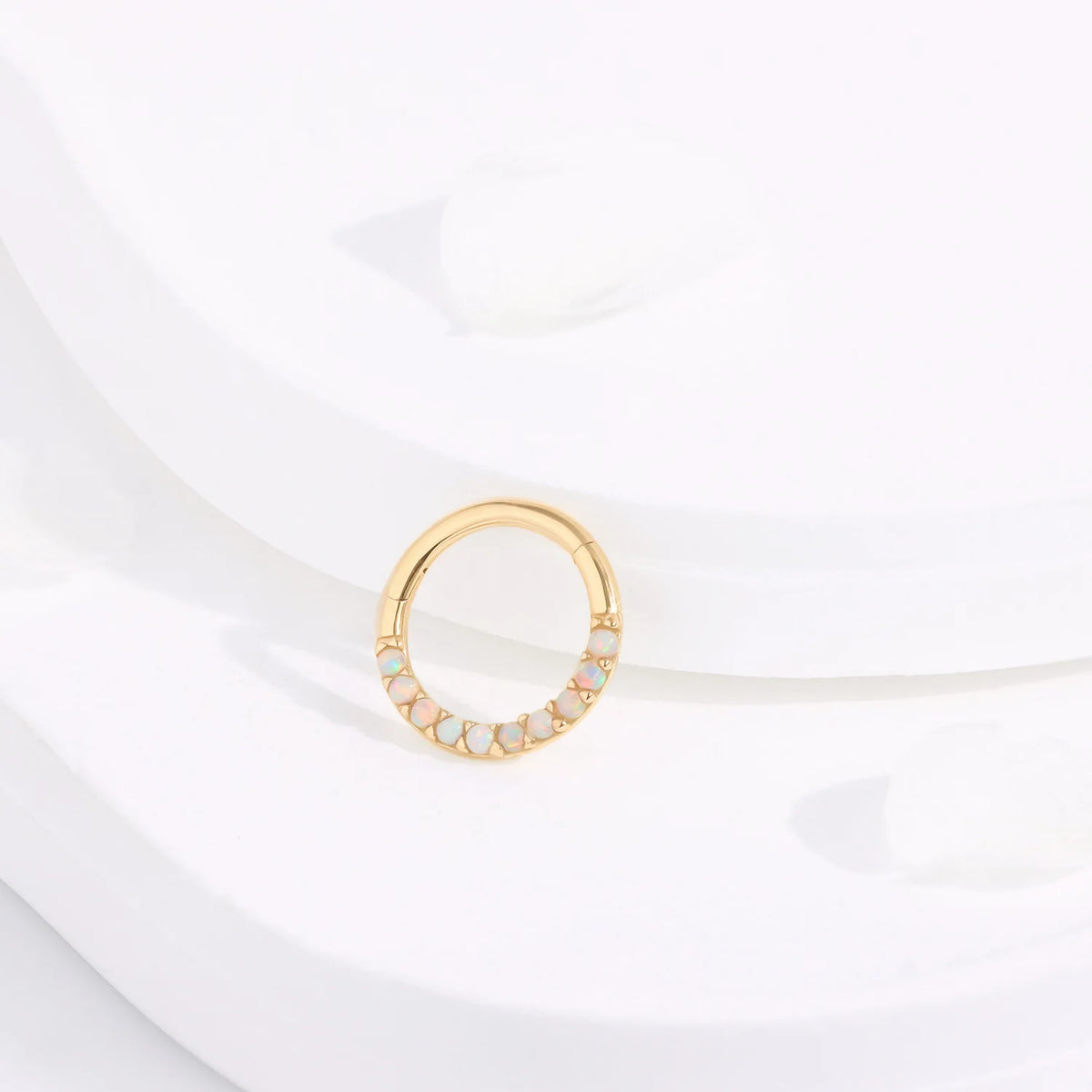 Opal Nasenpiercing 14K Gold Opal Creolenohrring Scharniersegment Clicker Septum Ring Daith Piercing