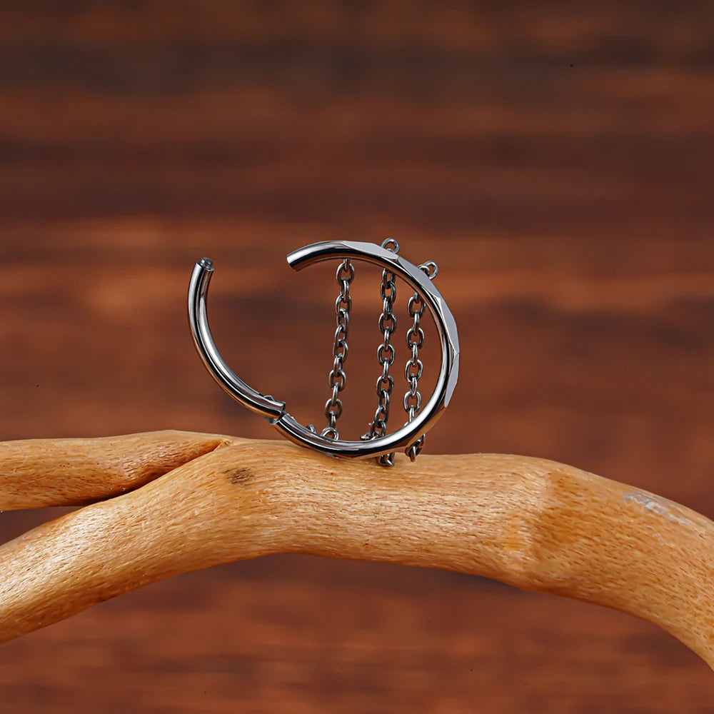 Conch ring with chains titanium 16G 10mm 12mm 8mm gold silver conch ea ...