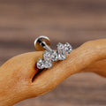 Diamond stud earring with five clear cz stones titanium cluster stud