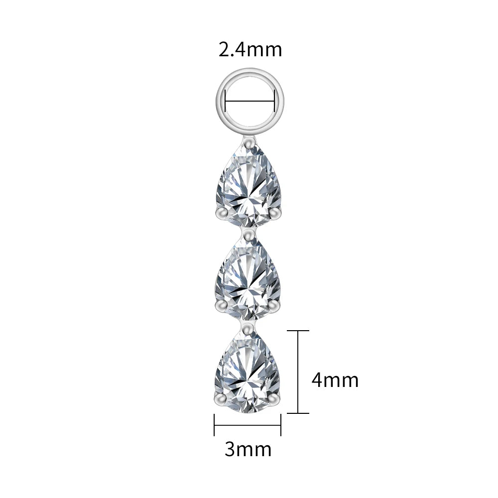 アクセサリー Pear Shaped Stone Ear Charms Earring hoop charm with three pear-shaped diamond cz stones