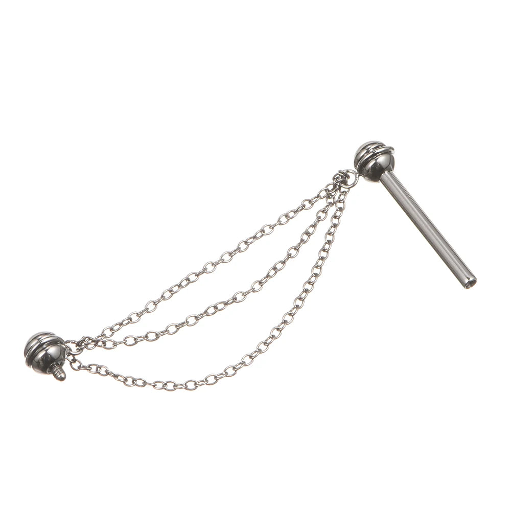 Chain nipple bar titanium internally threaded 14G 12mm 14mm straight barbell 1 piece