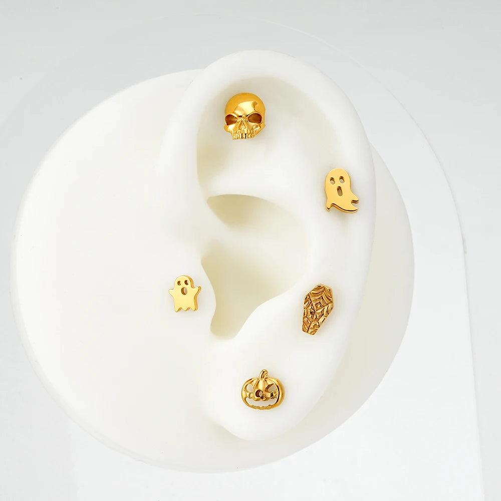 Ghost piercing Halloween ghost stud earring made of titanium