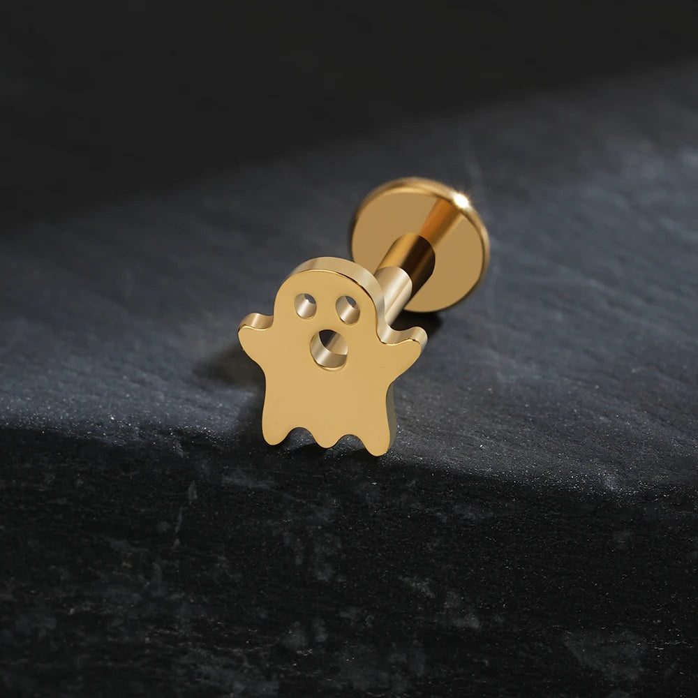 Ghost piercing Halloween ghost stud earring made of titanium