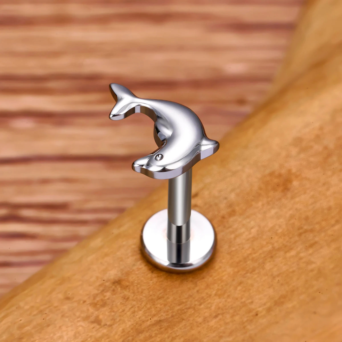 Dolphin stud earring gold and silver dolphin nose stud made of titanium