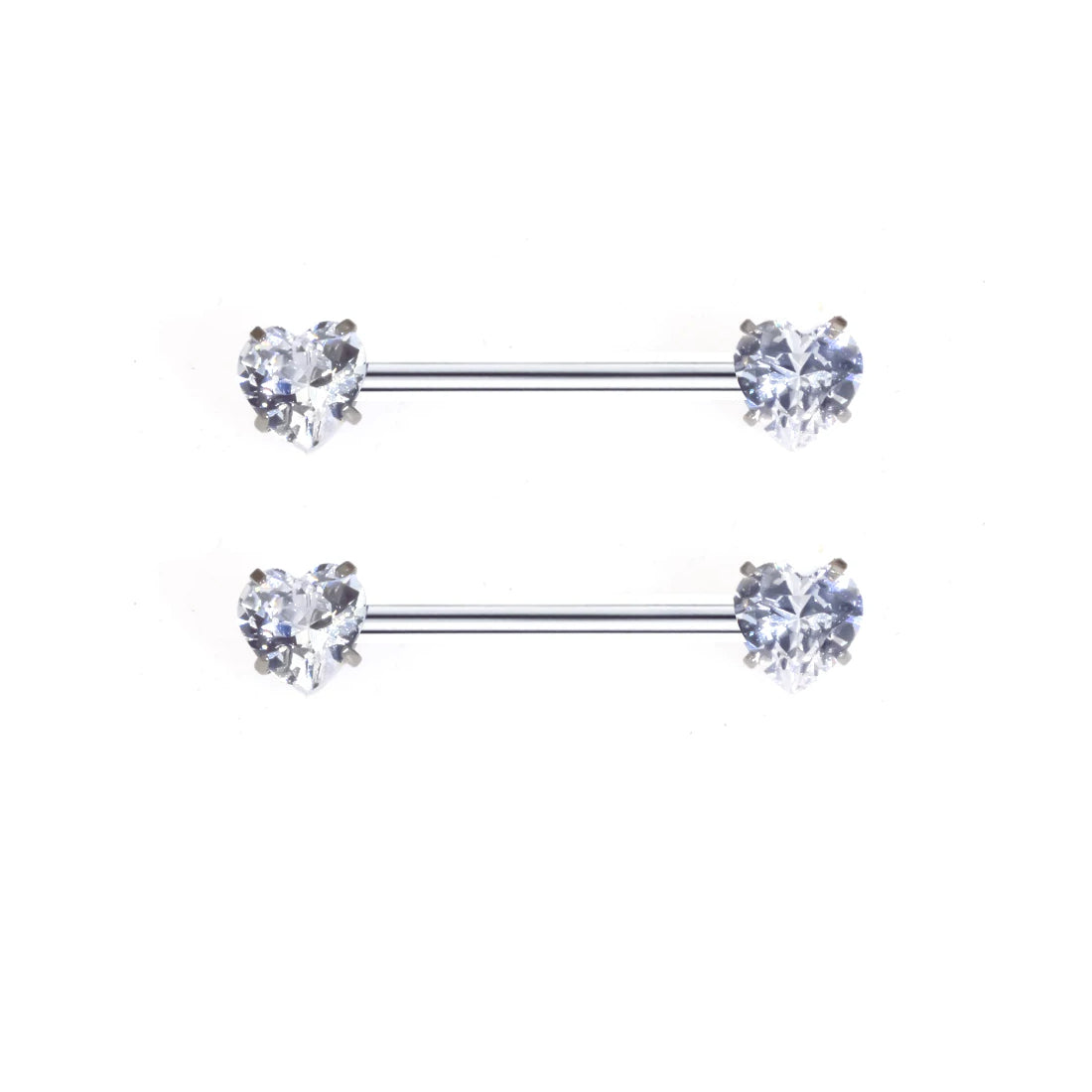 Hartvormige tepelringen met diamanten goud en zilver titanium 2 stuks tepelpiercing halters 16G