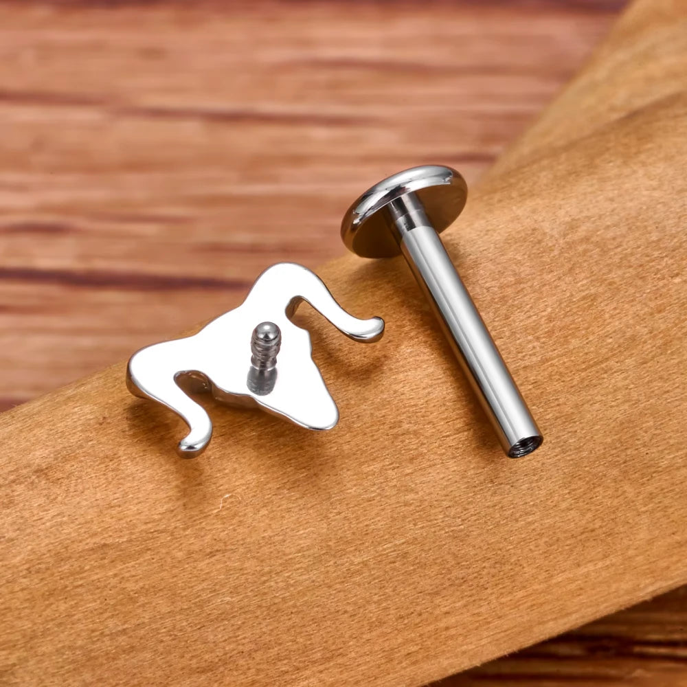 Goat piercing stud unique titanium piercing labret 16G