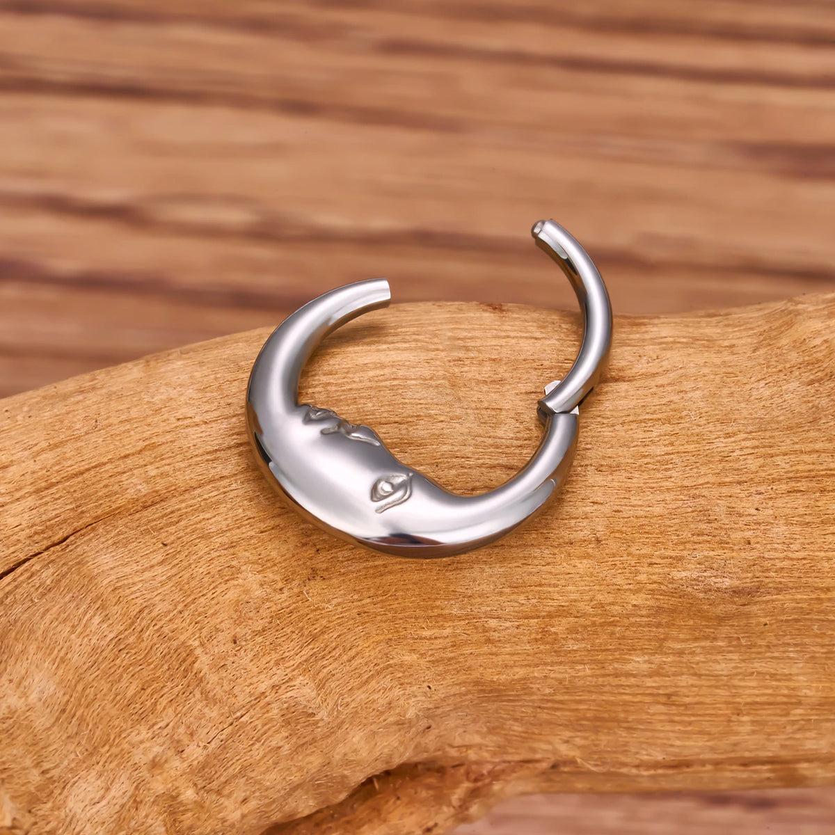 Anello Moon daith in oro e argento anello con piercing al setto in titanio daith