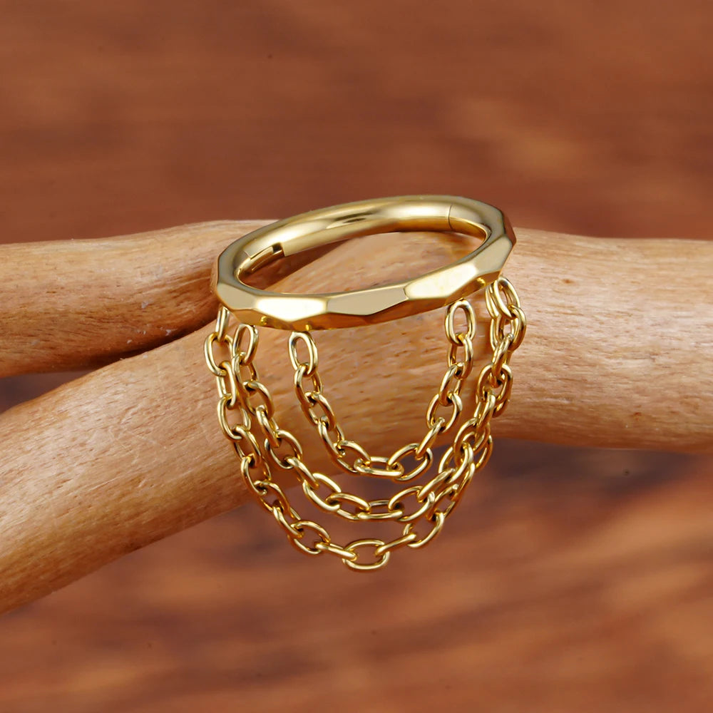 Conch ring with chains titanium 16G 10mm 12mm 8mm gold silver conch ea ...