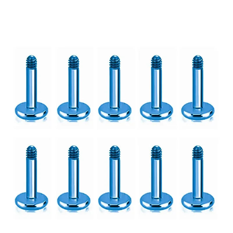 Labret-stift med yttre gänga silver guld blå lila 16G 14G titan labret 10 stycken