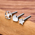 Labret posts internally threaded in a star heart round shape 10 pieces titanium 16G