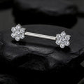 Flower nipple ring with clear diamond cz women's nipple piercing beautiful nipple piercing jewelry