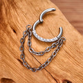 Chain septum piercing with double chains titanium piercing hoop