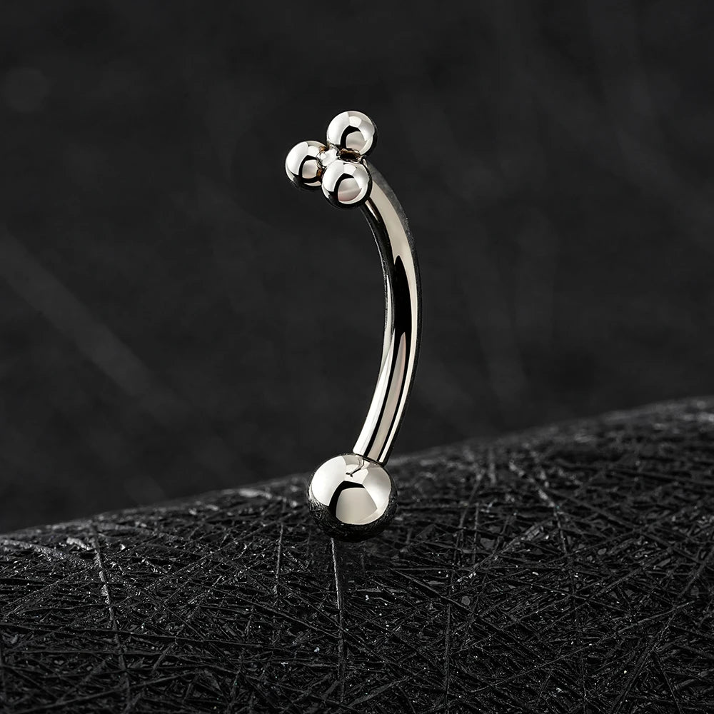 Cute rhino piercing with three dots rhino nose piercing titanium curved barbell