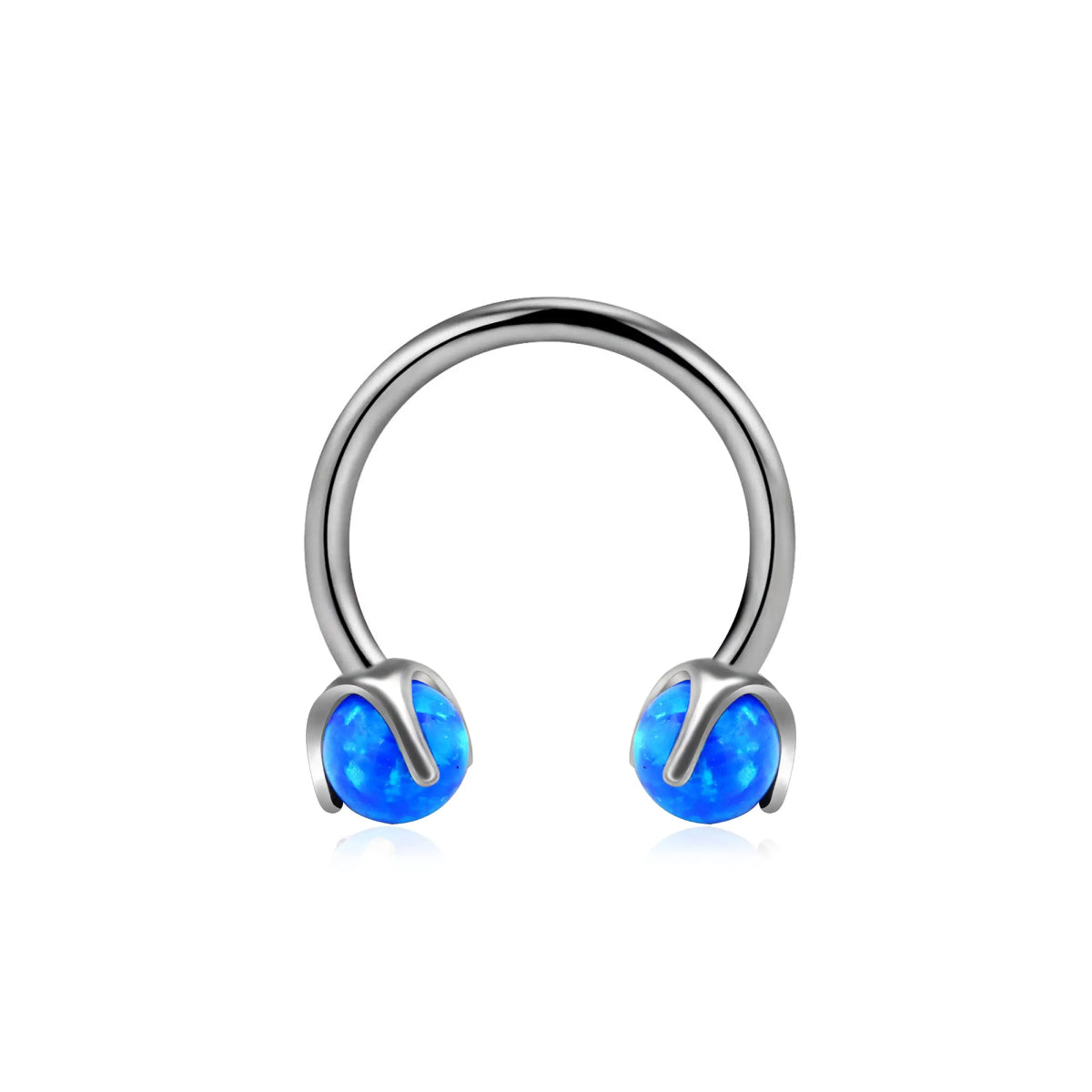 Schlangenbiss-Creolenpiercing mit Opal, 16G Titan, hufeisenförmiger Barbell, blauer Opal, weißer Opal
