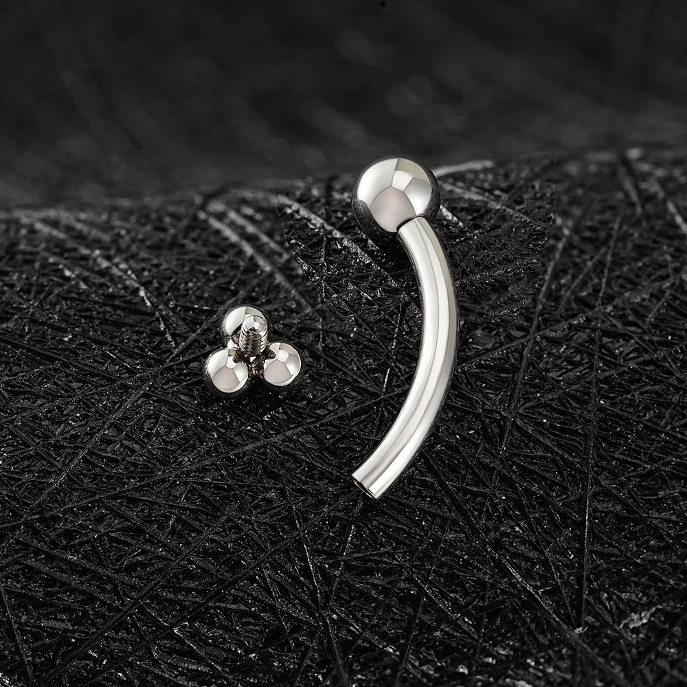 Cute rhino piercing with three dots rhino nose piercing titanium curved barbell