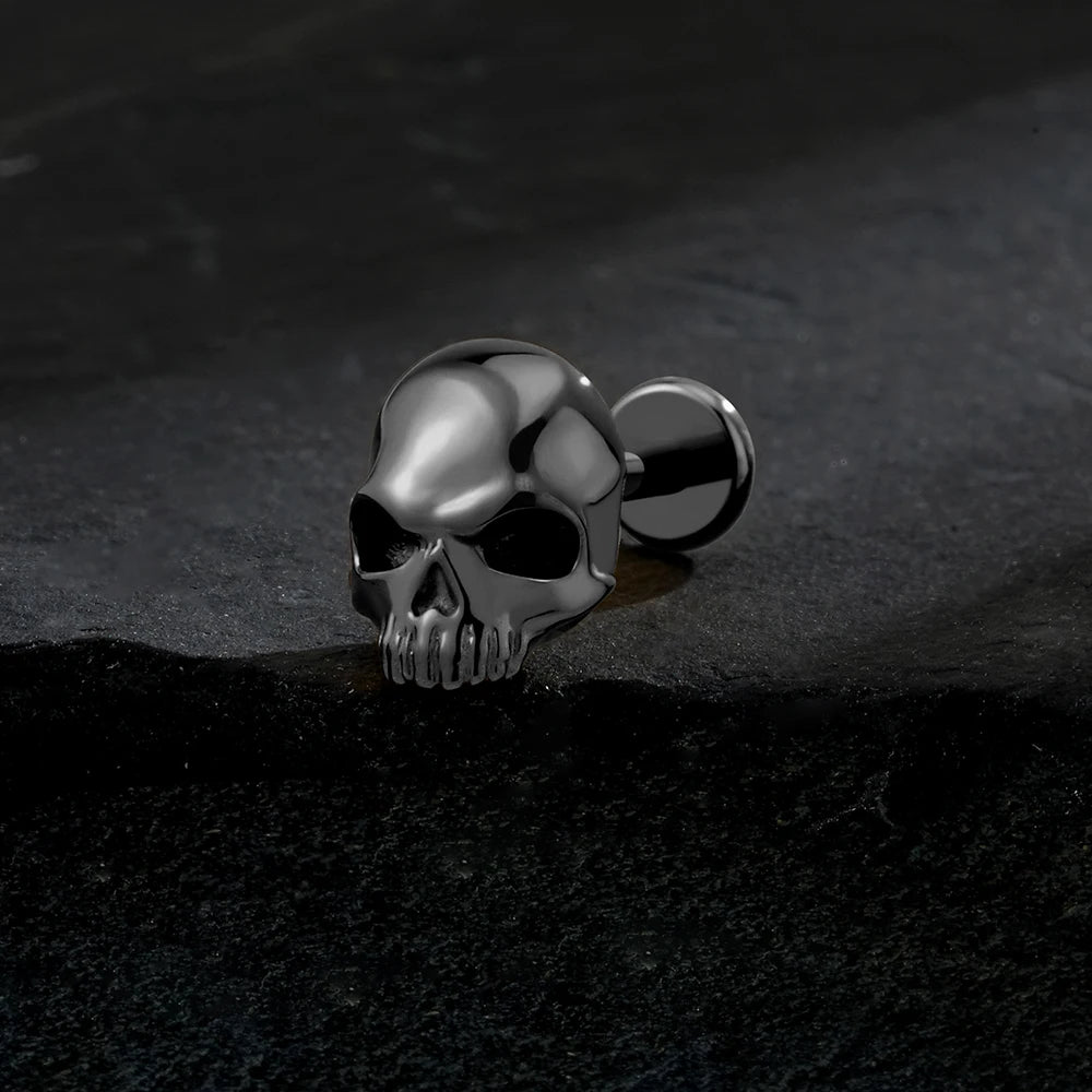 Skull piercing in black silver and gold titanium skeleton earring gothic piercing Halloween jewelry