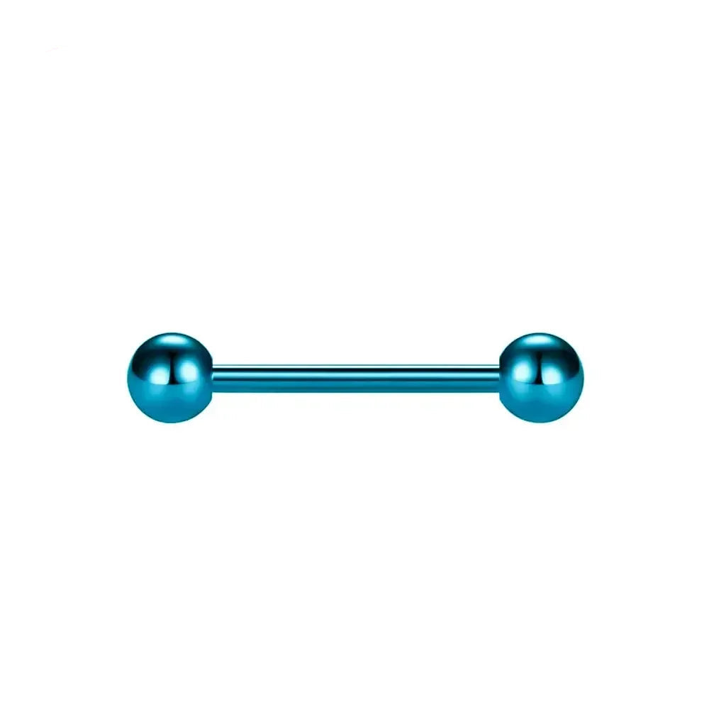 Straight barbell piercing in purple blue and silver titanium barbell nipple industrial tongue