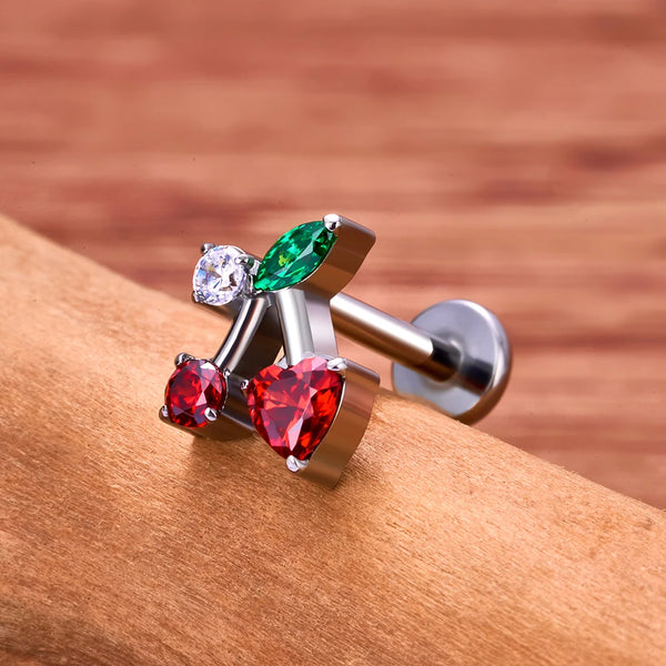 Cherry nose stud titanium cherry stud earring cute nose studs