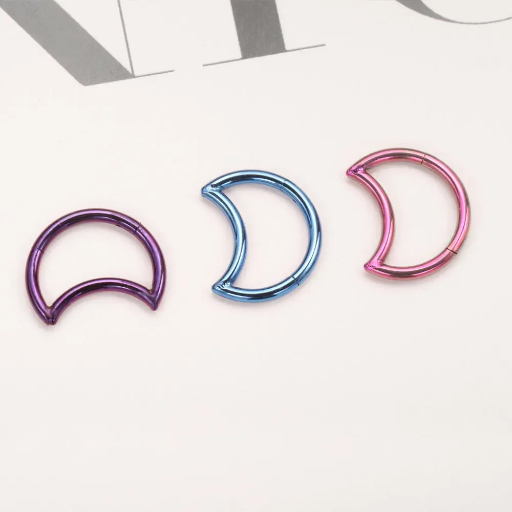 Moon daith piercing simples e pequeno anel clicker de septo de titânio 16G