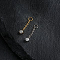 Ear piercing chain simple and tiny with a clear diamond cz stone