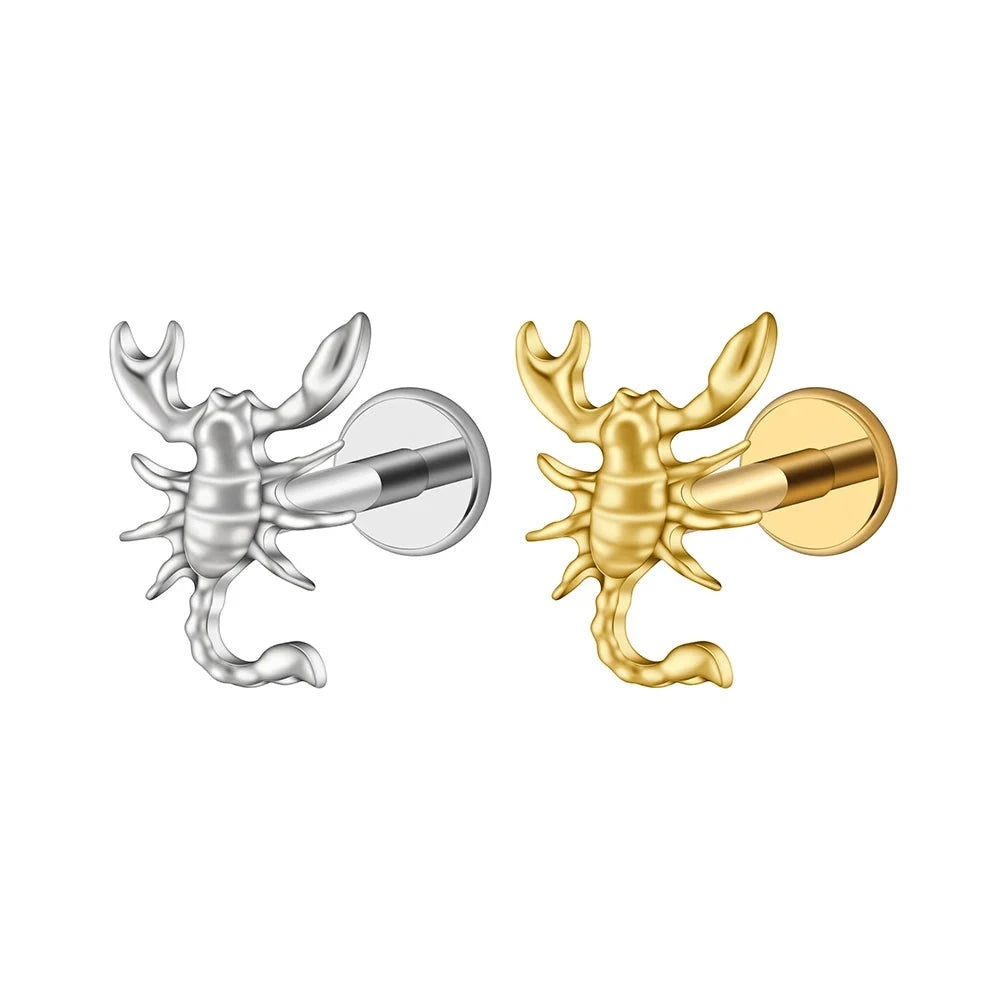 Scorpion nose stud scorpion stud earring helix piercing conch piercing titanium 16G
