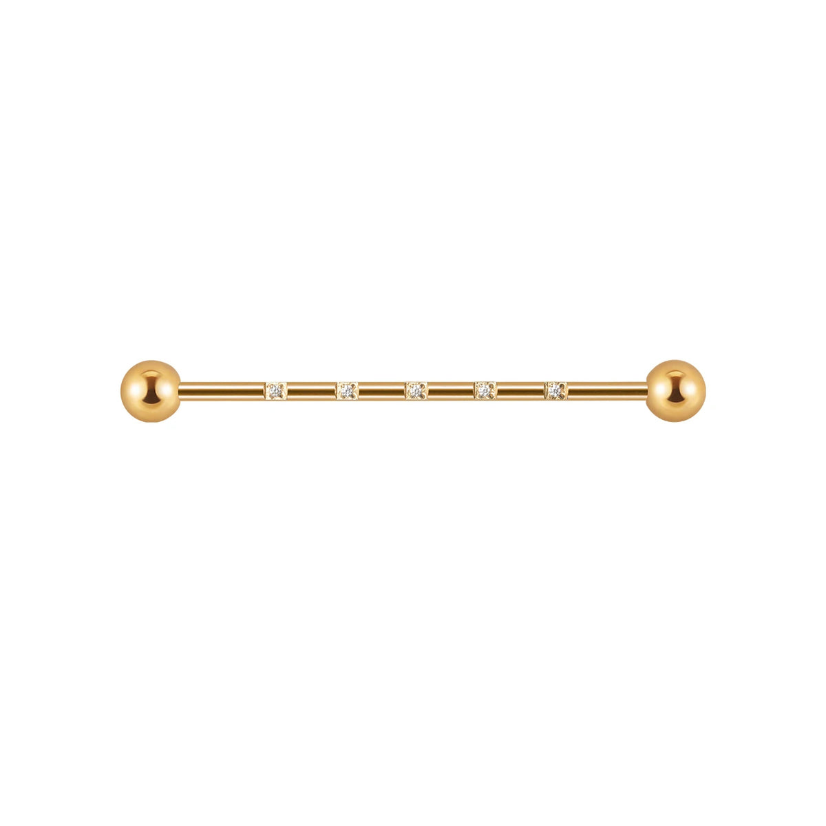Industrial bar oorbel met cz 14G 38mm titanium industrial barbell piercing goud zilver rosé goud zwart