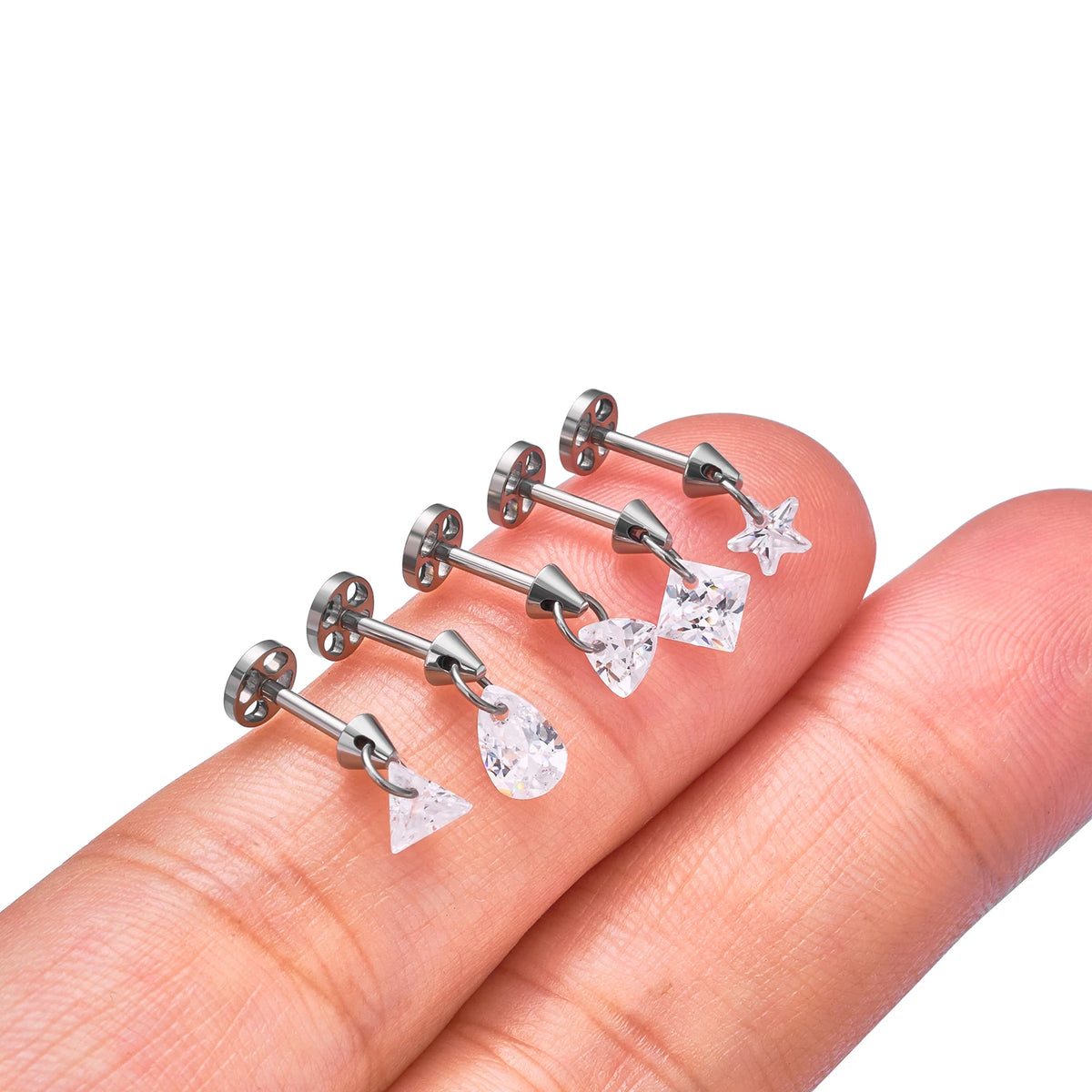 Sterdruppeloorbel titanium piercing stud 16G zonder draad