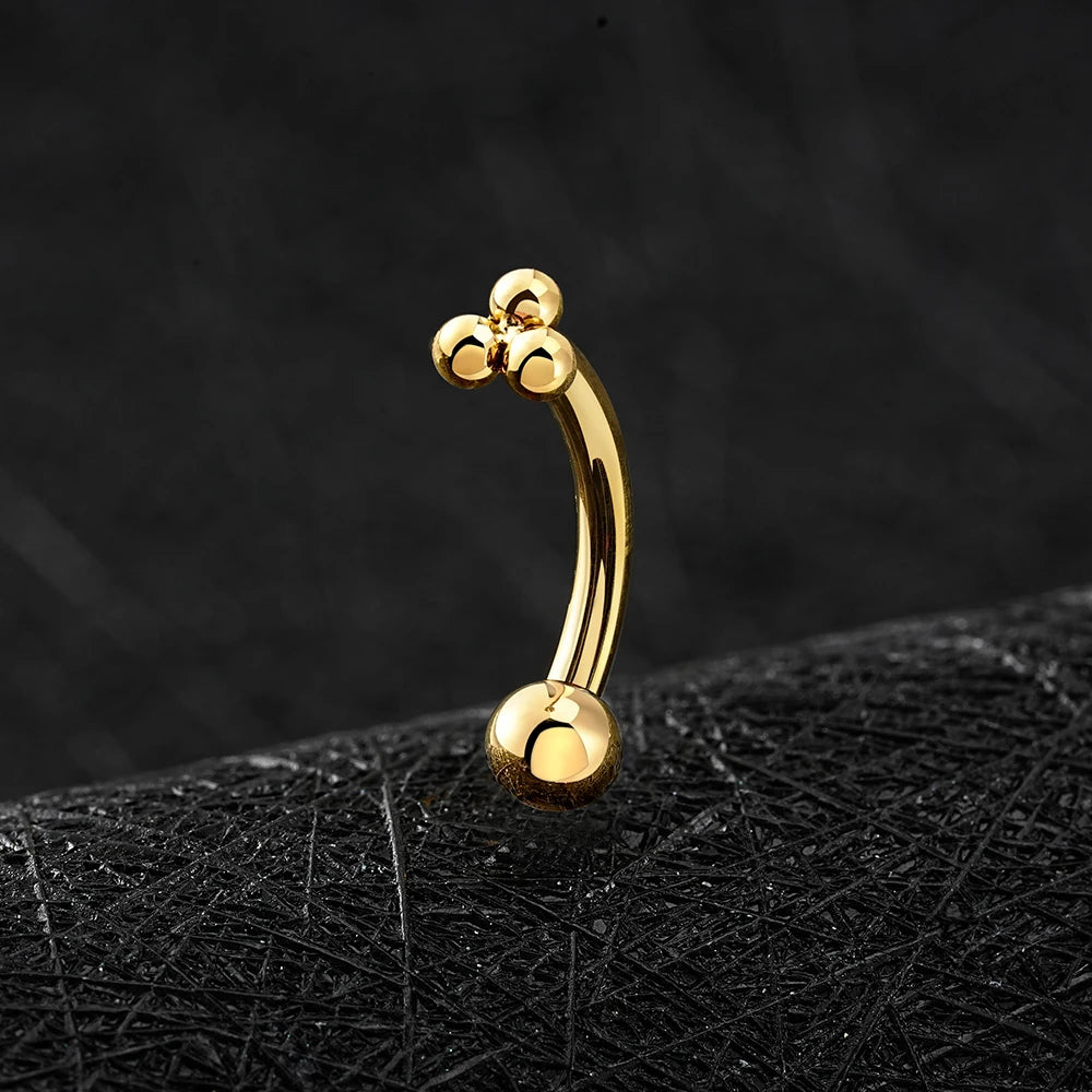 Cute rhino piercing with three dots rhino nose piercing titanium curved barbell