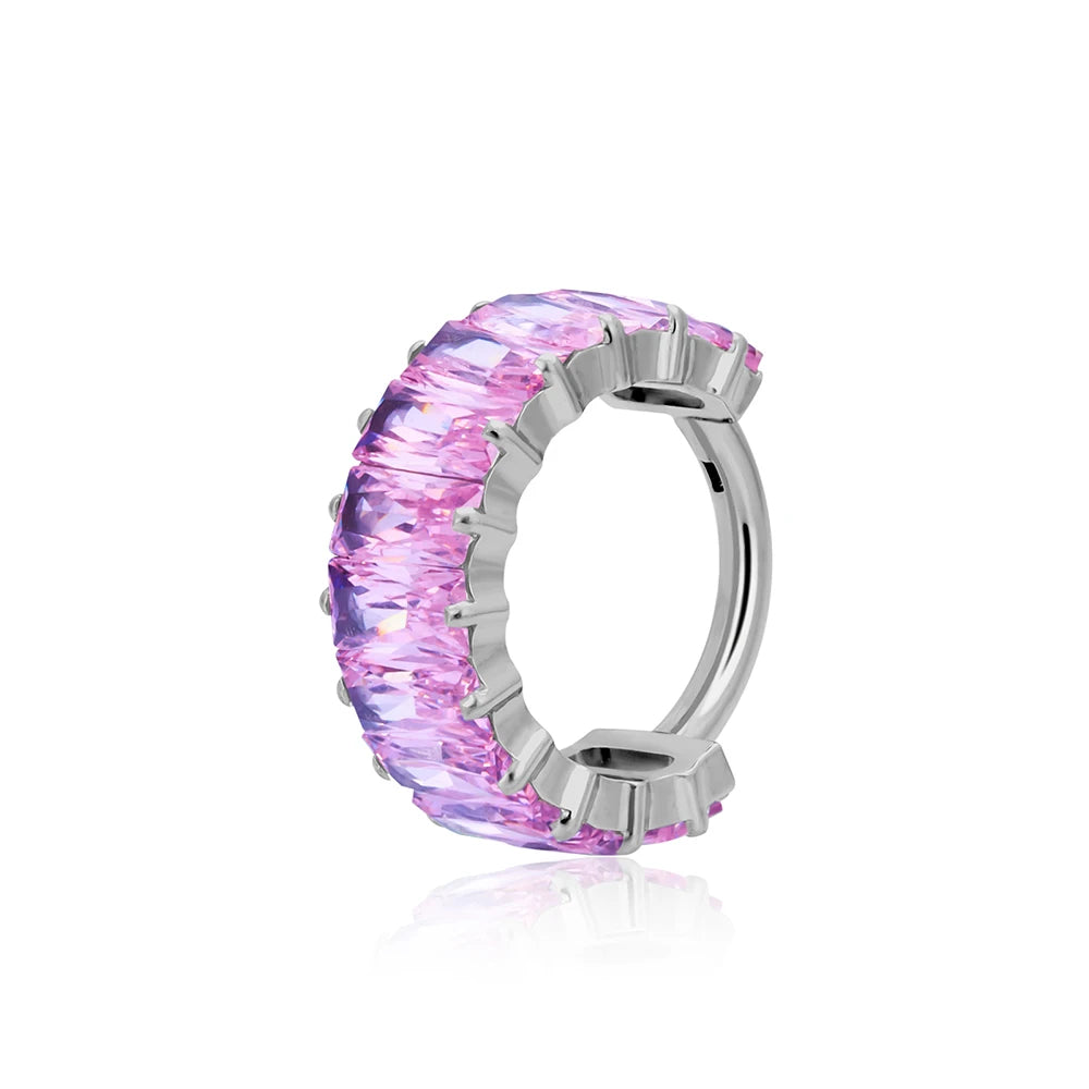 Helix piercing hoop with colorful diamonds cute and pretty titanium earring nose ring