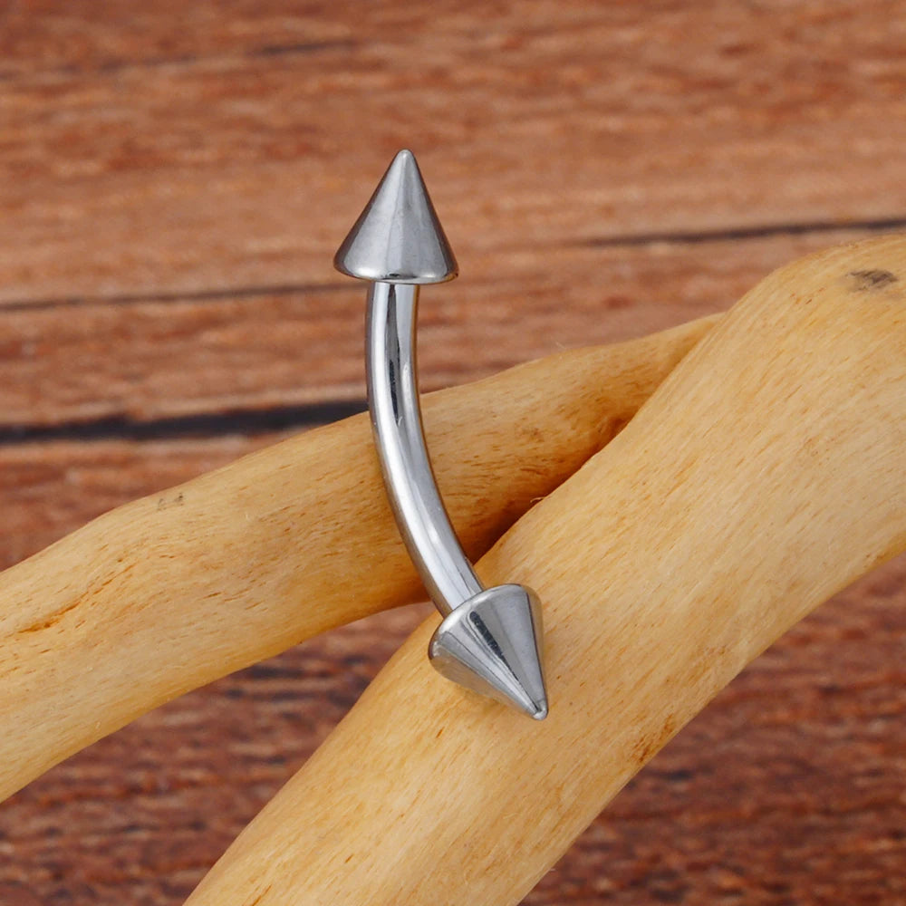Spike piercing con bilanciere curvo in titanio 16G con bilanciere curvo 6mm 8mm 10mm 12mm