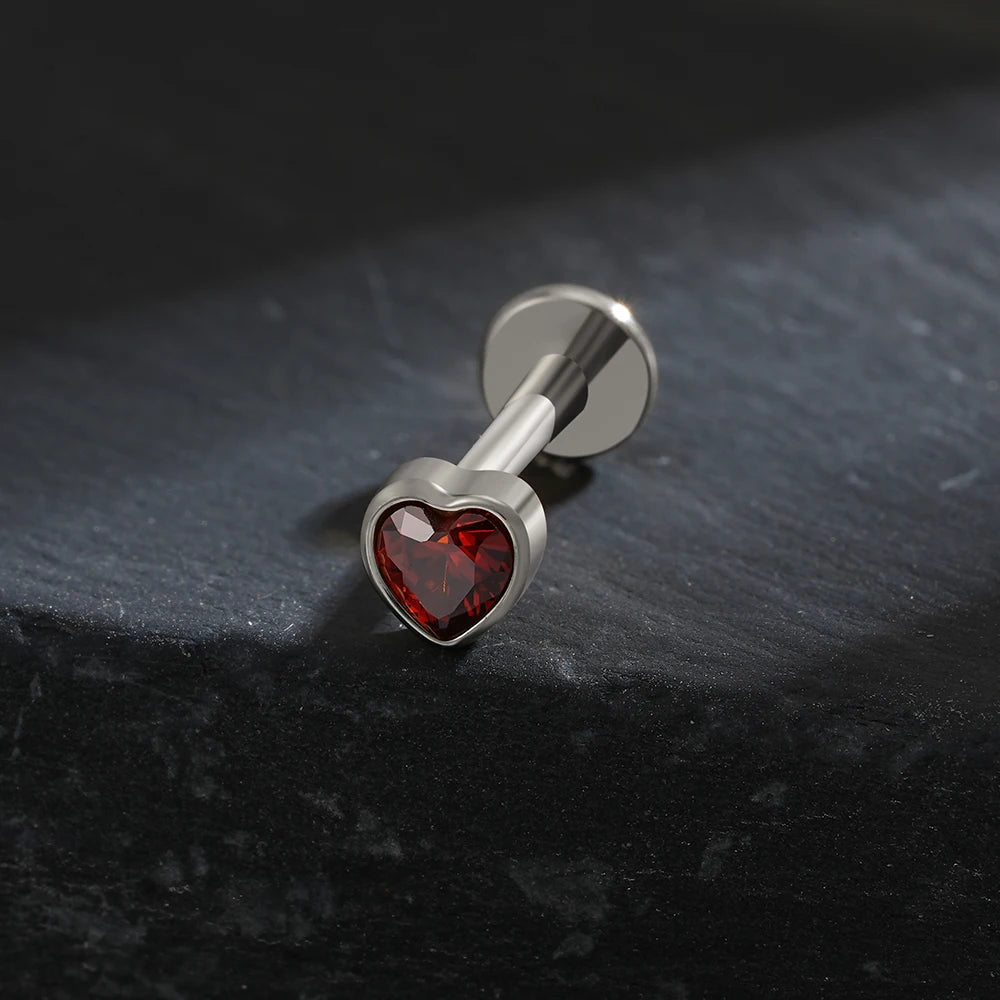 Red heart labret piercing sexy and cool body jewelry titanium Halloween jewelry