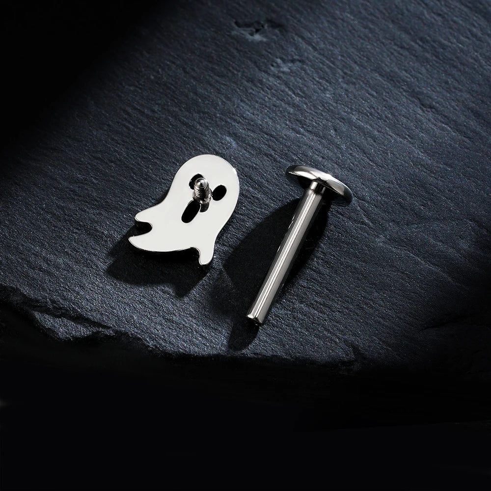 Wandering ghost piercing labret made of titanium Halloween jewelry funny piercing