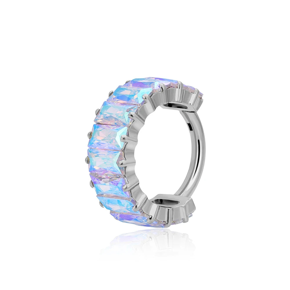 Aro perforador de hélice con diamantes de colores, bonito y bonito pendiente de titanio, anillo para la nariz
