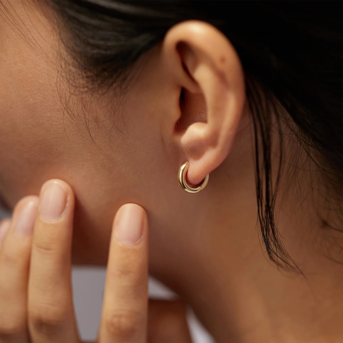 14K gold huggie earrings solid gold hoop earrings minimalist earrings