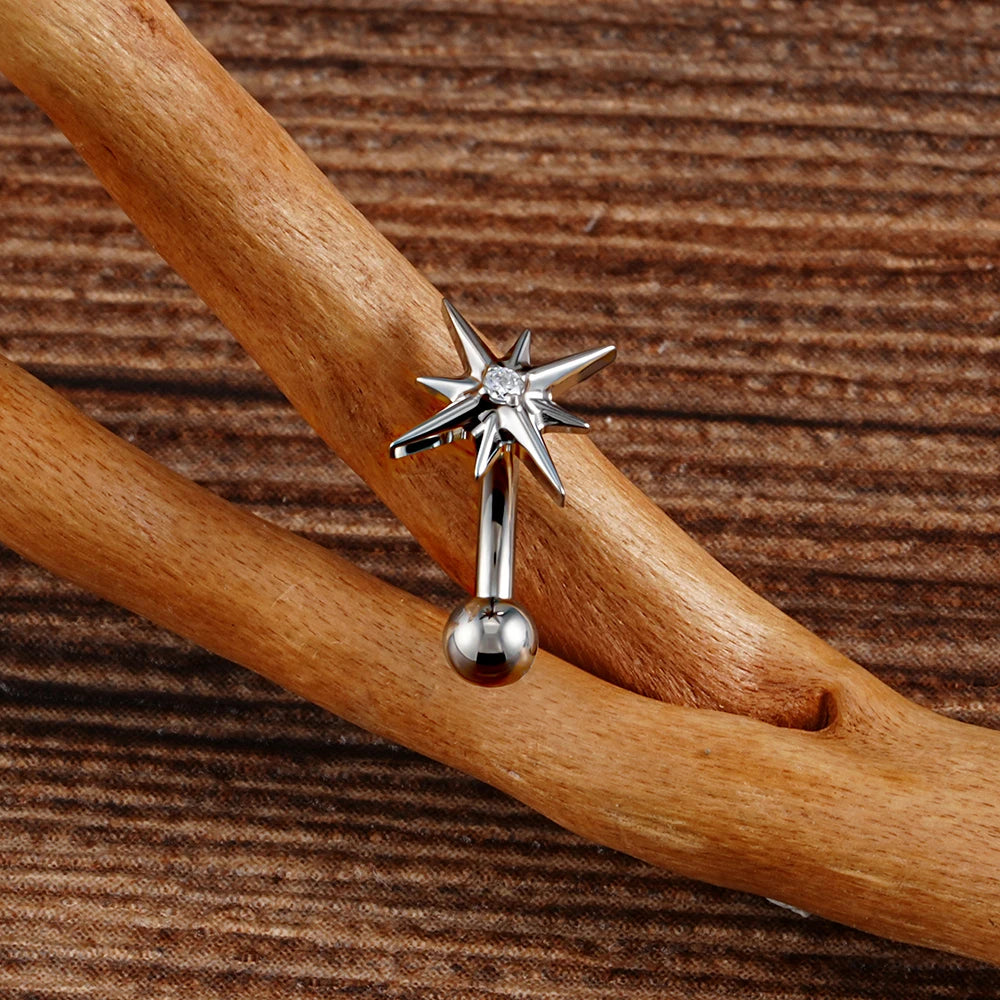 Sød buet barbell med Nordstjernen kort buet barbell lavet af titanium