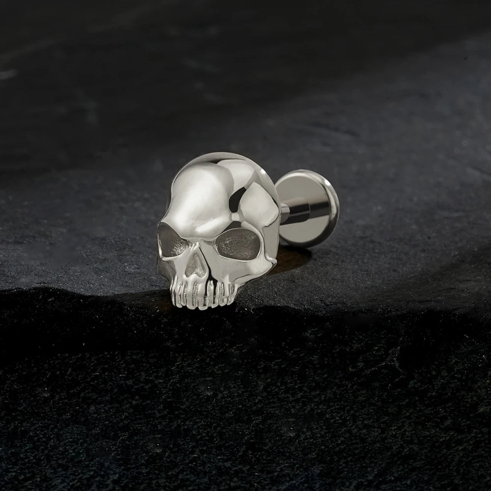 Skull piercing in black silver and gold titanium skeleton earring gothic piercing Halloween jewelry