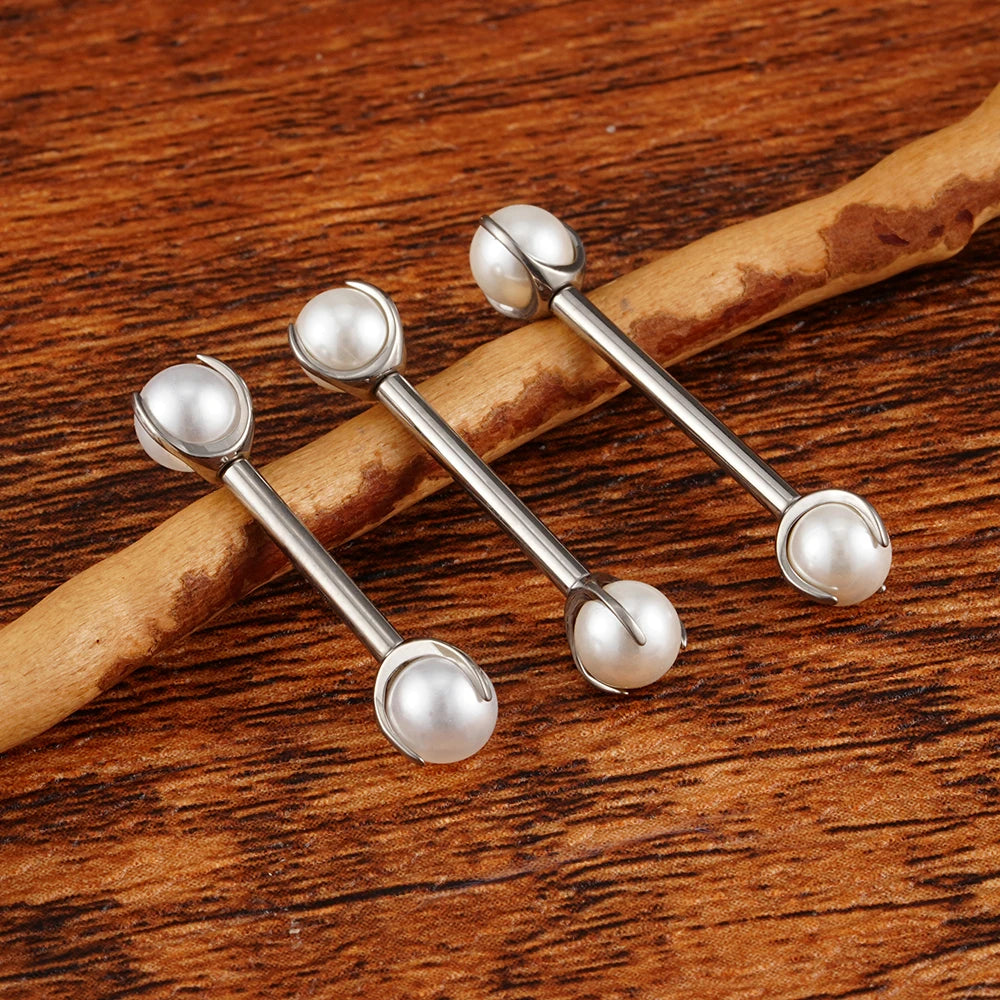 乳首ピアス パールニップルピアス チタンパールニップルバー 雌ネジ14G – Ashley Piercing Jewelry
