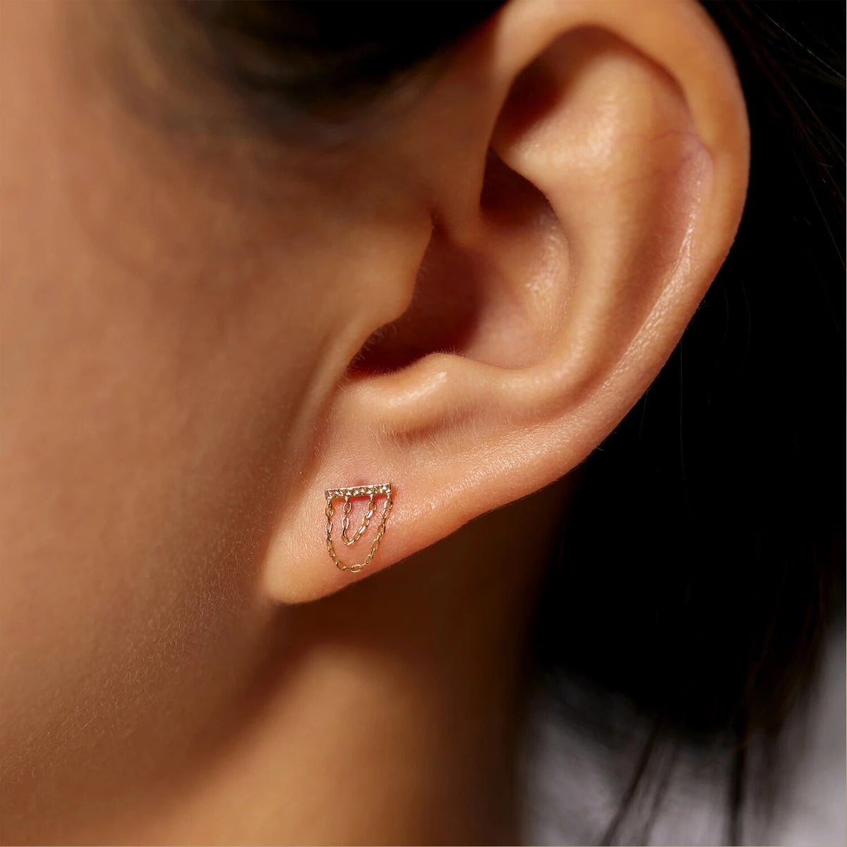 Boucle d’oreille hélix en or 14K avec chaînes boucles d’oreilles conque piercing lobe d’oreille bijoux labret stud