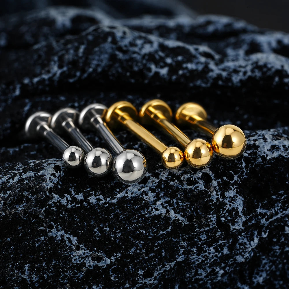 Labret stud with a ball threadless simple and small titanium 18G 16G