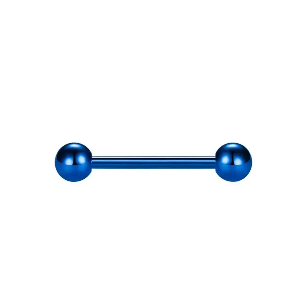 Straight barbell piercing in purple blue and silver titanium barbell nipple industrial tongue