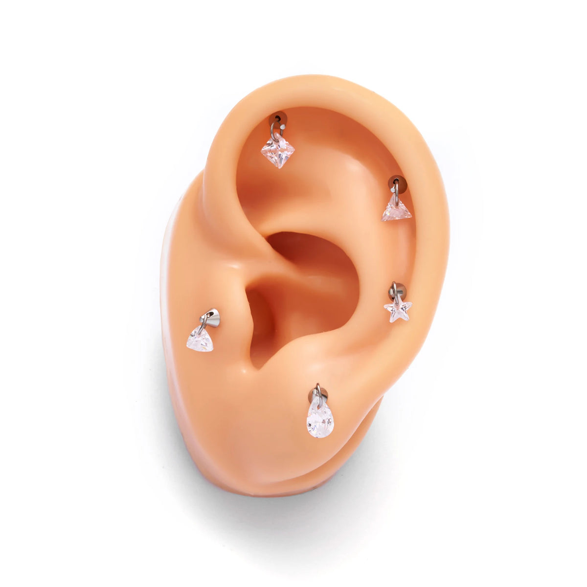 Boucle d'oreille pendante étoile en titane 16G sans filetage