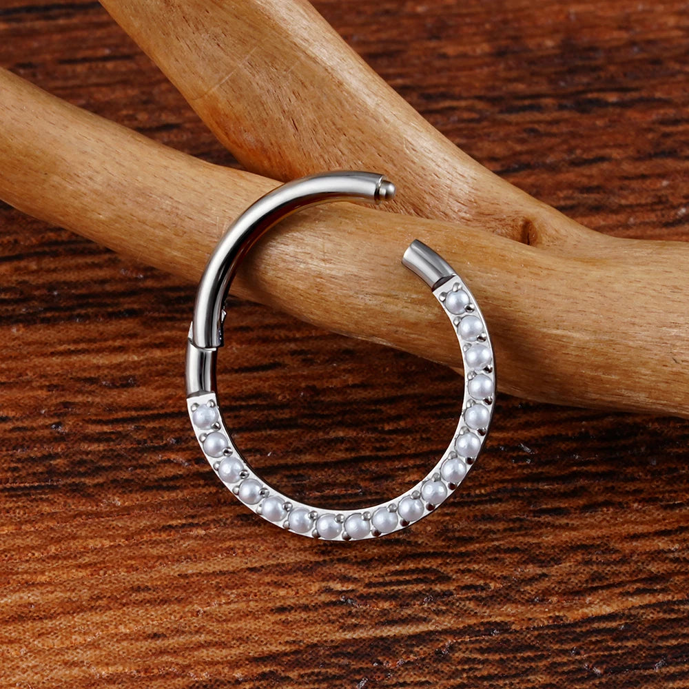 Boucle d'oreille perle Daith en titane 16G septum clicker ring