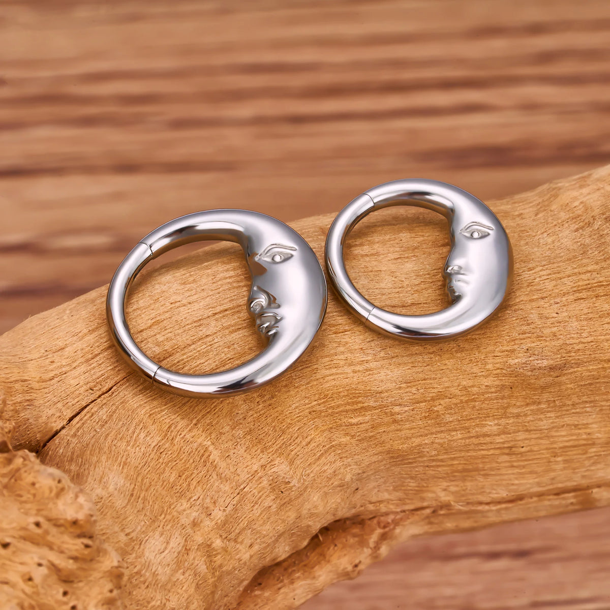 Moon daith ring in gold and silver titanium daith piercing septum ring