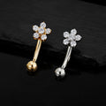 Flower eyebrow piercing with clear diamond cz flower ear piercing rook piercing