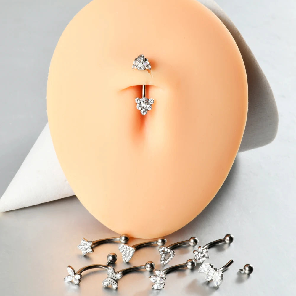 Zierlicher vertikaler Labret-Schmuck mit 3 klaren Diamanten, süßer vertikaler Labret-Schmuck aus Titan mit gebogener Hantel