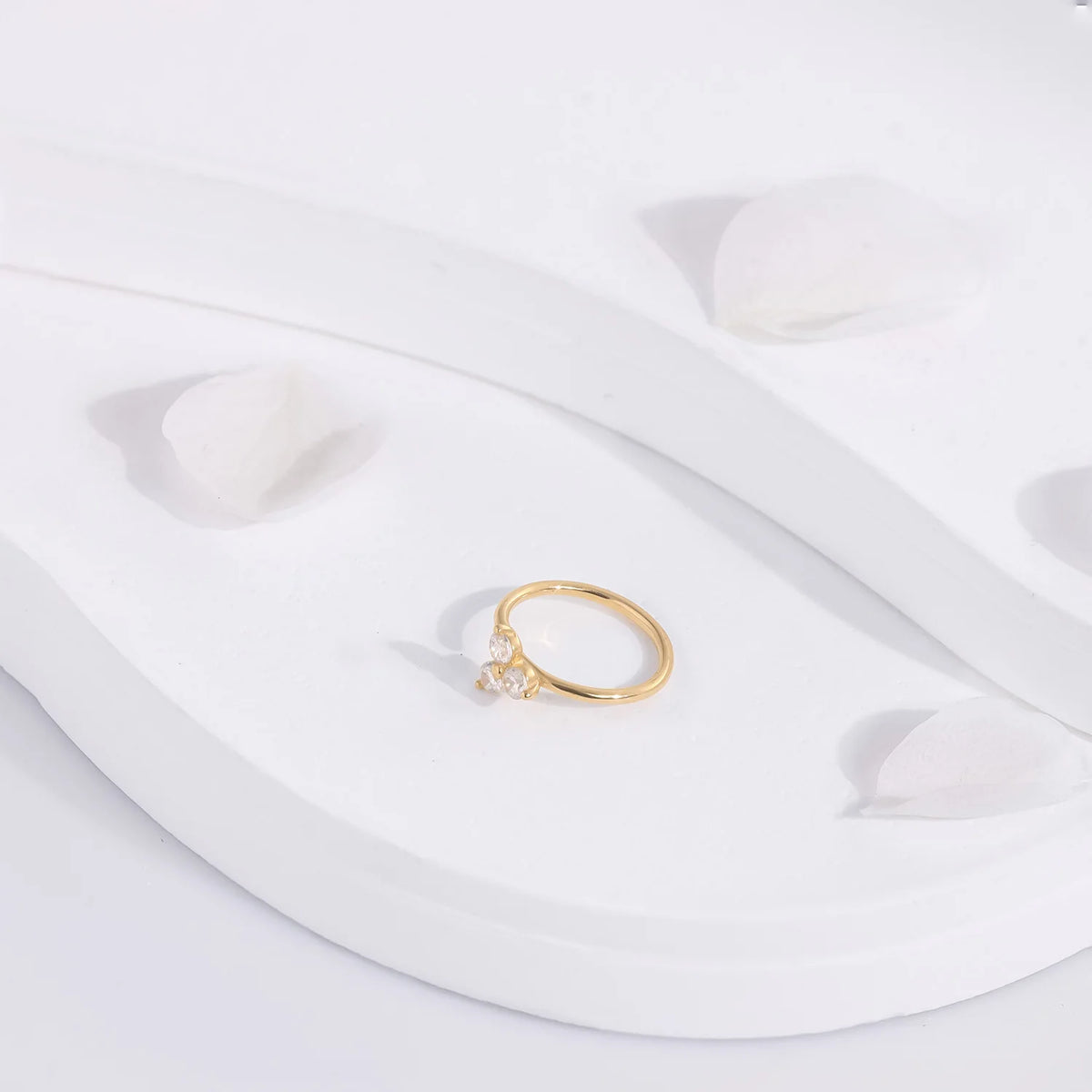 Anello al naso in oro 14K con anello senza cuciture con pietre CZ trasparenti a 3 punti di diamanti