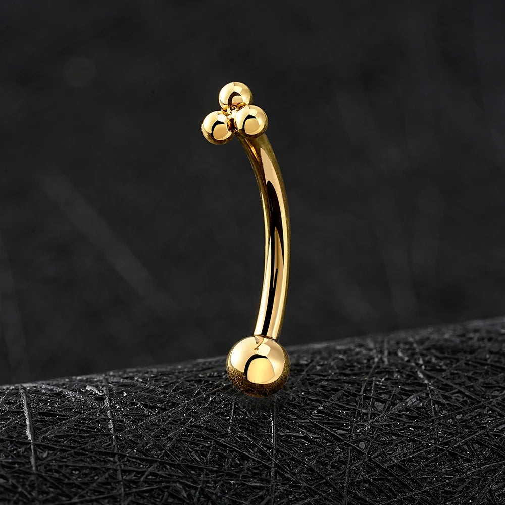 Cute rhino piercing with three dots rhino nose piercing titanium curved barbell