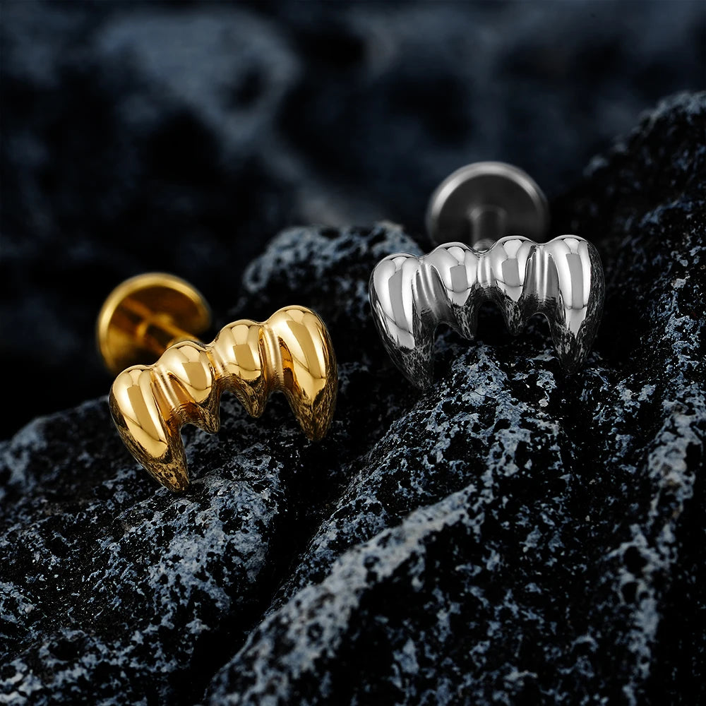 Vampire teeth piercing made of titanium 16G punk and gothic