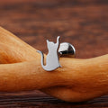 Cat nose piercing with a playful cat made of titanium 16G