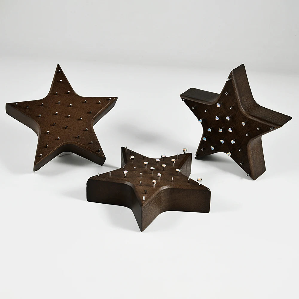 Présentoir à bijoux piercing en forme d'étoile en bois de hêtre